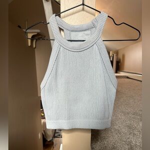 Aerie Light Gray Ribbed Crop Top